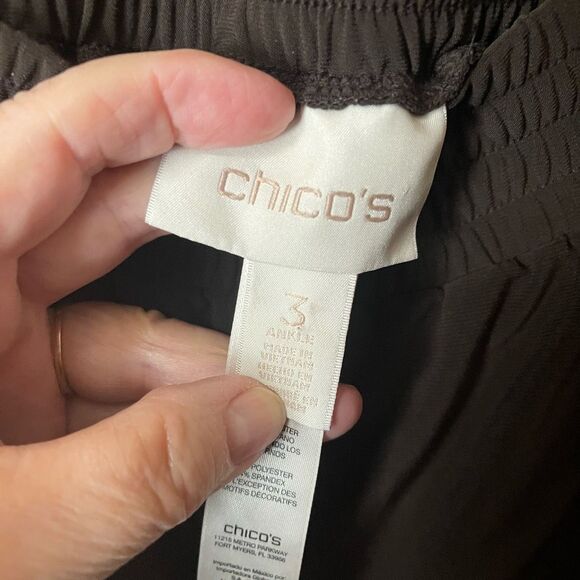 Chico’s knit joggers size 16 (3) cropped ankle. Brown wide waist band and elasti - Picture 4 of 9